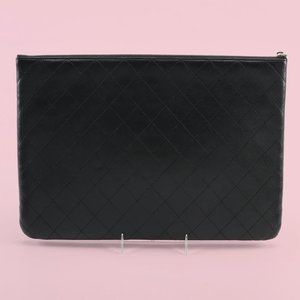 CHANEL, Bags, Chanel Large Diamond Quilted Lambskin O Case Clutch